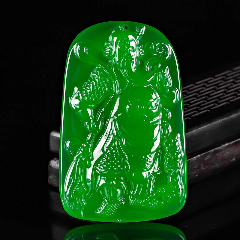High-quality Chrysoprase Guan Gong Jade Pendant Agate Erye Pendant