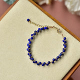 Lapis Lazuli Bead Bracelet Woven Boho Charm Gift