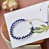 Lapis Lazuli Bead Bracelet Woven Boho Charm Gift
