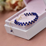 Lapis Lazuli Bead Bracelet Woven Boho Charm Gift
