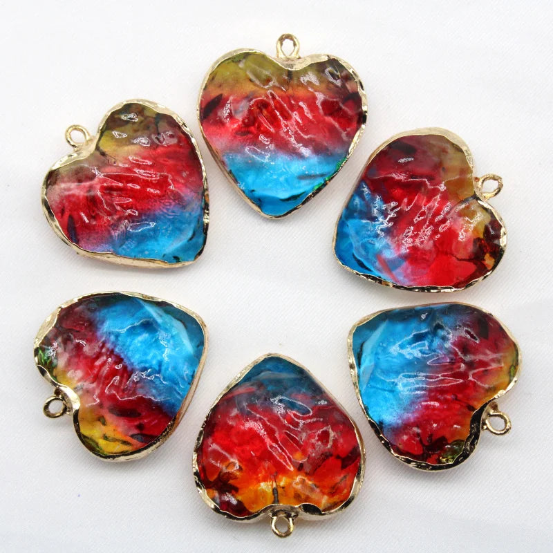 Crystal Heart Charms Pendants 30mm Necklace Jewelry Making 12pcs/lot