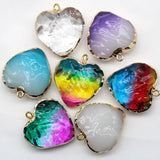 Crystal Heart Charms Pendants 30mm Necklace Jewelry Making 12pcs/lot
