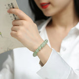Natural Hotan Jade 10*9mm Beads Elastic Bracelet DIY Lucky Jade Beads Jewelry
