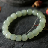 Natural Hotan Jade 10*9mm Beads Elastic Bracelet DIY Lucky Jade Beads Jewelry