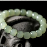 Natural Hotan Jade 10*9mm Beads Elastic Bracelet DIY Lucky Jade Beads Jewelry