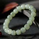 Natural Hotan Jade 10*9mm Beads Elastic Bracelet DIY Lucky Jade Beads Jewelry