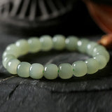 Natural Hotan Jade 10*9mm Beads Elastic Bracelet DIY Lucky Jade Beads Jewelry