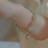 Hotan Jade Bracelet Pink Honey Peach Beads Bangles in Wedding Jewelry