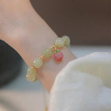 Hotan Jade Bracelet Pink Honey Peach Beads Bangles in Wedding Jewelry