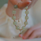 Hotan Jade Bracelet Pink Honey Peach Beads Bangles in Wedding Jewelry