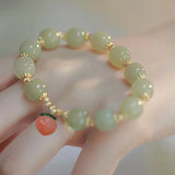 Hotan Jade Bracelet Pink Honey Peach Beads Bangles in Wedding Jewelry