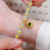 Hotan Jade Buddha Pendant Bracelet Green Beaded Bangles Wedding Jewelry