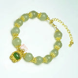 Hotan Jade Buddha Pendant Bracelet Green Beaded Bangles Wedding Jewelry
