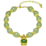 Hotan Jade Buddha Pendant Bracelet Green Beaded Bangles Wedding Jewelry