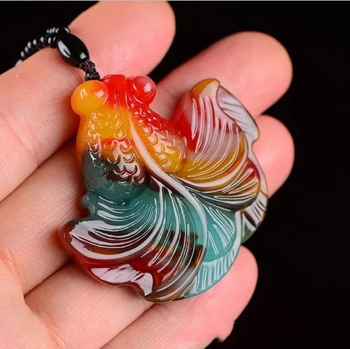 Natural Hotan Jade Goldfish Pendant for Men and Women