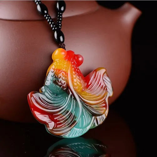 Natural Hotan Jade Goldfish Pendant for Men and Women