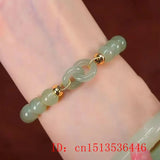 Natural Hotan Jade Love Connecting Buckle Beads Bracelet Adjustable Bangle