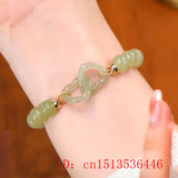 Natural Hotan Jade Love Connecting Buckle Beads Bracelet Adjustable Bangle