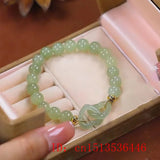 Natural Hotan Jade Love Connecting Buckle Beads Bracelet Adjustable Bangle