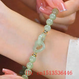 Natural Hotan Jade Love Connecting Buckle Beads Bracelet Adjustable Bangle