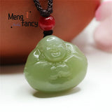 Hotan Jade Maitreya Buddha Pendant Retro Charm Fine Jewelry