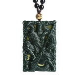Hand Carved Guan Gong Pendant Hotan Jade Nephrite Necklace