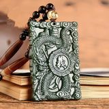 Hand Carved Guan Gong Pendant Hotan Jade Nephrite Necklace