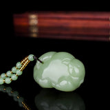 Natural Hotan Jade Pig Pendant Necklace Hand-Carved Luck Amulet