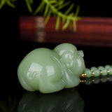 Natural Hotan Jade Pig Pendant Necklace Hand-Carved Luck Amulet