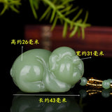 Natural Hotan Jade Pig Pendant Necklace Hand-Carved Luck Amulet