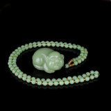 Natural Hotan Jade Pig Pendant Necklace Hand-Carved Luck Amulet