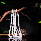 Hotan Jade Sheepskin Round Bead Necklace Fine Jewelry Charms Men Women
