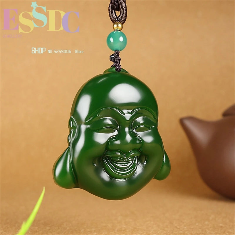 Hotan Jade Smiling Buddha Maitreya Pendant for Men and Women