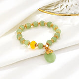Hotan Jade Water Drop Pendant Bracelet Yellow Beads Charm Jewelry