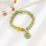 Hotan Jade Water Drop Pendant Bracelet Yellow Beads Charm Jewelry