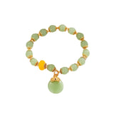 Hotan Jade Water Drop Pendant Bracelet Yellow Beads Charm Jewelry