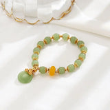 Hotan Jade Water Drop Pendant Bracelet Yellow Beads Charm Jewelry