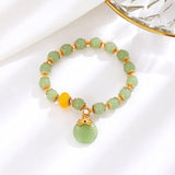 Hotan Jade Water Drop Pendant Bracelet Yellow Beads Charm Jewelry