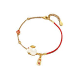 Hotan Jade Rabbit Bracelet Women Red Rope Bangle Light Jewelry