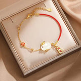 Hotan Jade Rabbit Bracelet Women Red Rope Bangle Light Jewelry