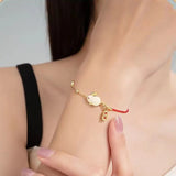 Hotan Jade Rabbit Bracelet Women Red Rope Bangle Light Jewelry