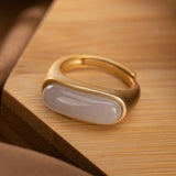 Hotan Purple Jade Adjustable Ring Retro Chinese Bohemian Silver Jewelry