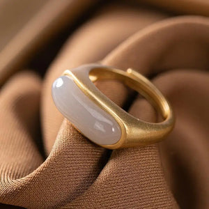 Hotan Purple Jade Adjustable Ring Retro Chinese Bohemian Silver Jewelry