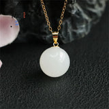 Natural Hotan Sheepskin Jade Bead Pendant Necklace