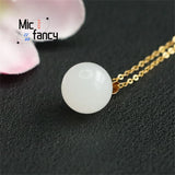 Natural Hotan Sheepskin Jade Bead Pendant Necklace