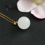Natural Hotan Sheepskin Jade Bead Pendant Necklace