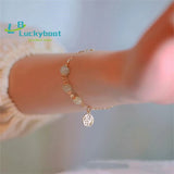 Hotan Women Jade Anklet Bracelet Retro Stainless Adjustable