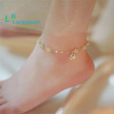 Hotan Women Jade Anklet Bracelet Retro Stainless Adjustable