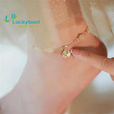 Hotan Women Jade Anklet Bracelet Retro Stainless Adjustable