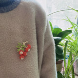 Hotan Jade Red Persimmon Ruyi Brooch Pin Hanfu Jewelry